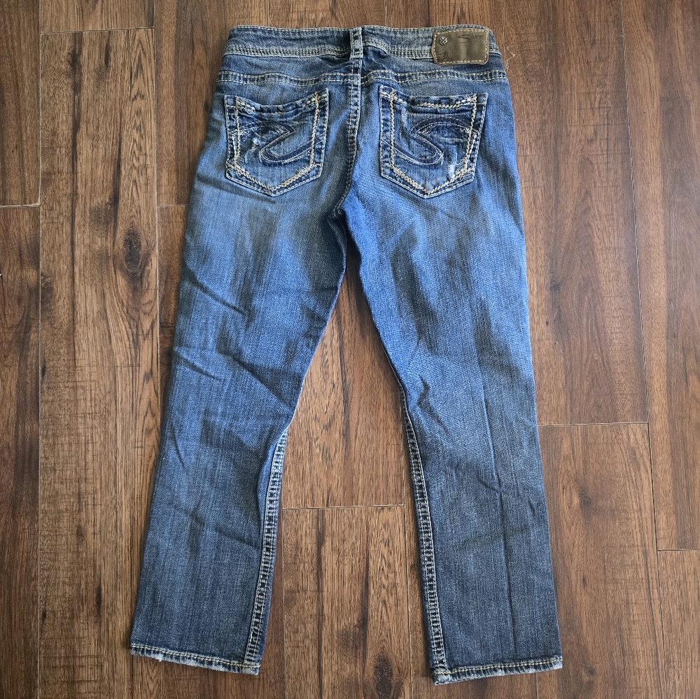 Silver Women's Blue Distressed Capri - Picture 2 of 8
